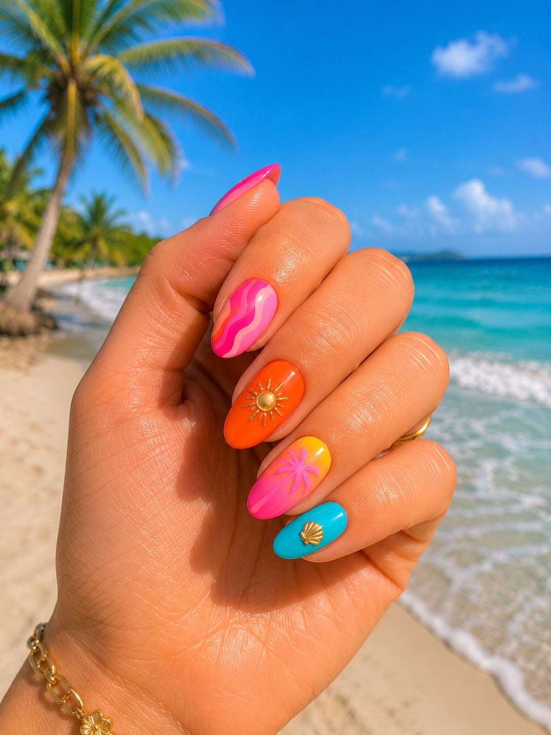 Summer nails with holiday background