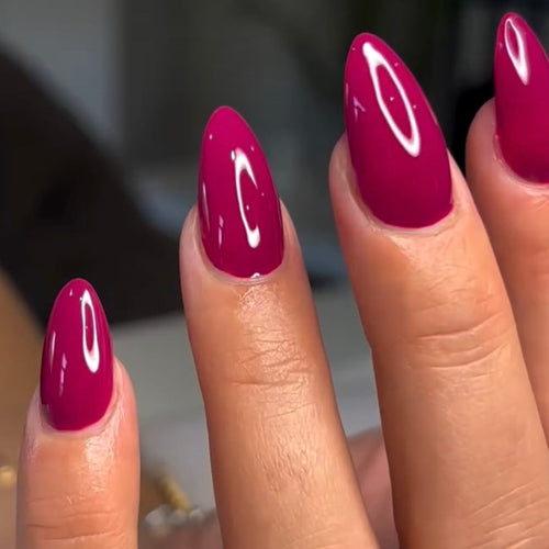 Berry Plum gel polish on a nail set 