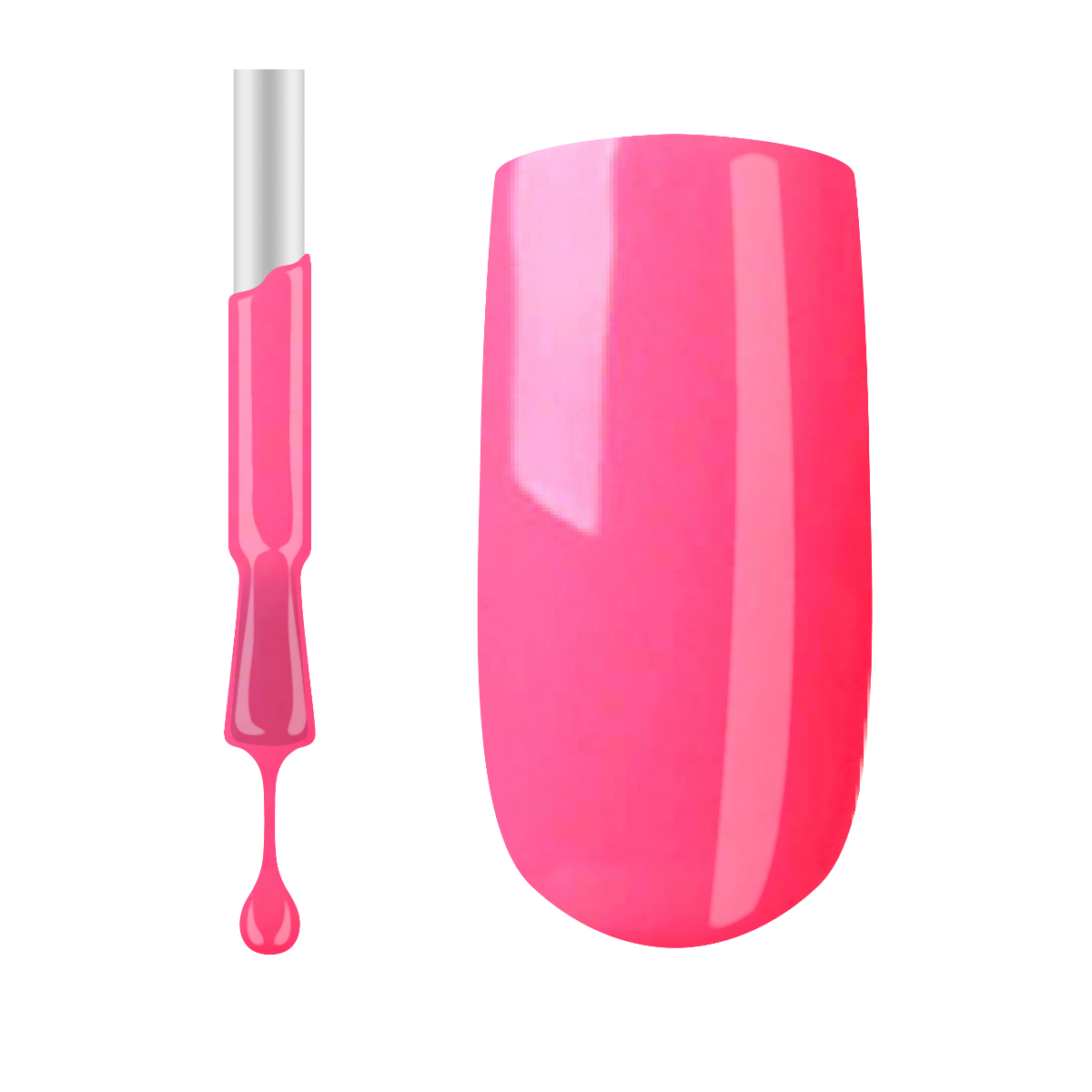A swatch of Claw Culture Professional Gel Polish in a bright pink color, alongside a brush.