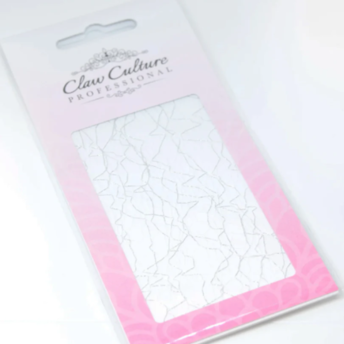 Claw Culture professional silver nail art mesh in pack packaging with a white background 