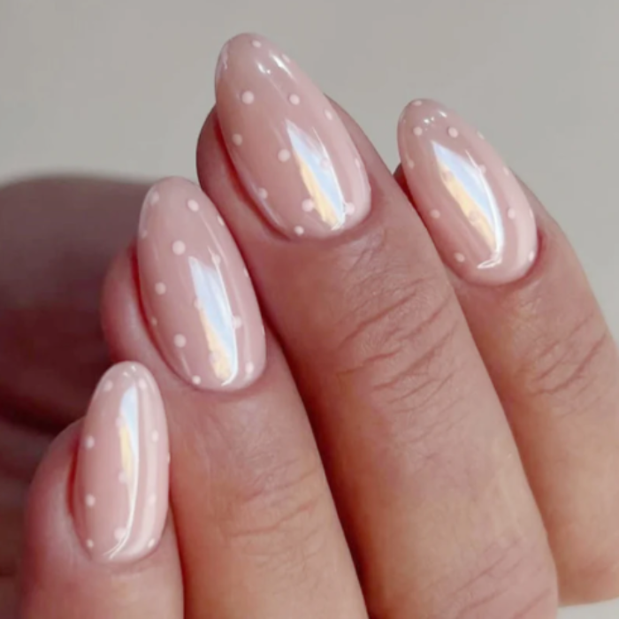 Nails with polka dot design 