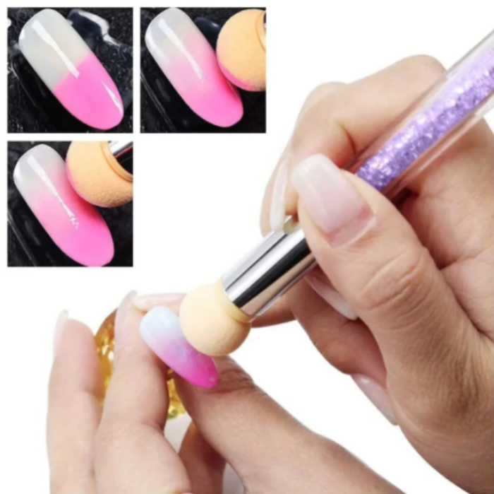 Nail art tool with close-up of application on nails