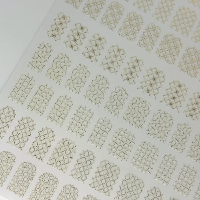 Sticker sheet with geometric designs on a white background