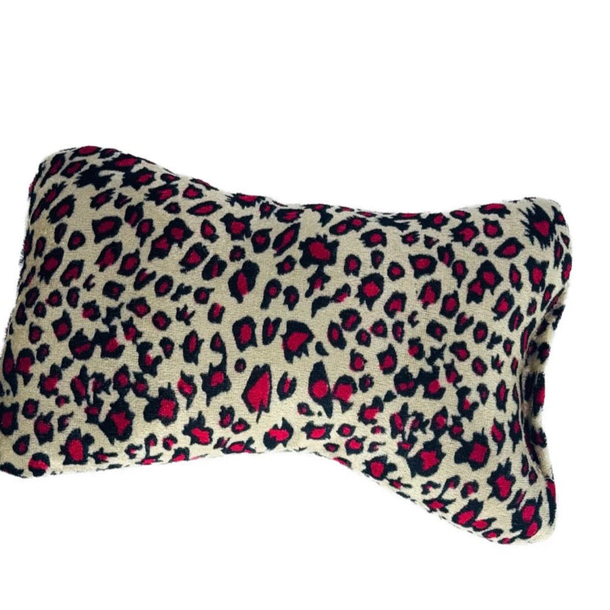 Leopard print nail pillow in silver on a white background