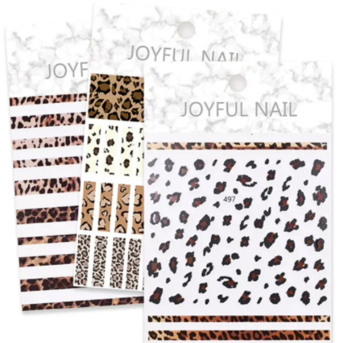 Collection of leopard print and spots nail art stickers 
