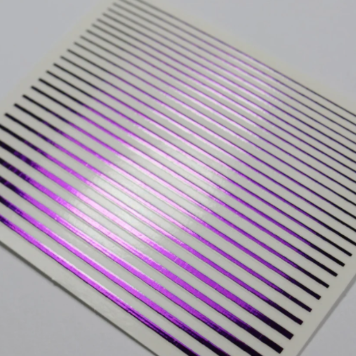Metallic purple striped pattern on a white background