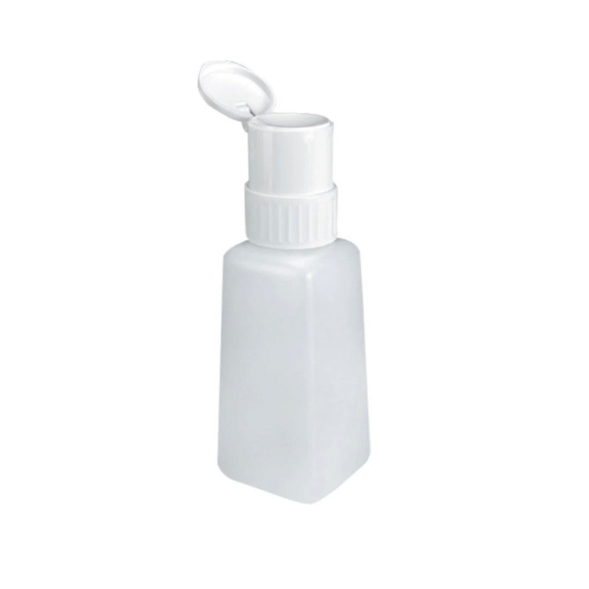 Bottle dispenser with click lid, twist lock, square shape 