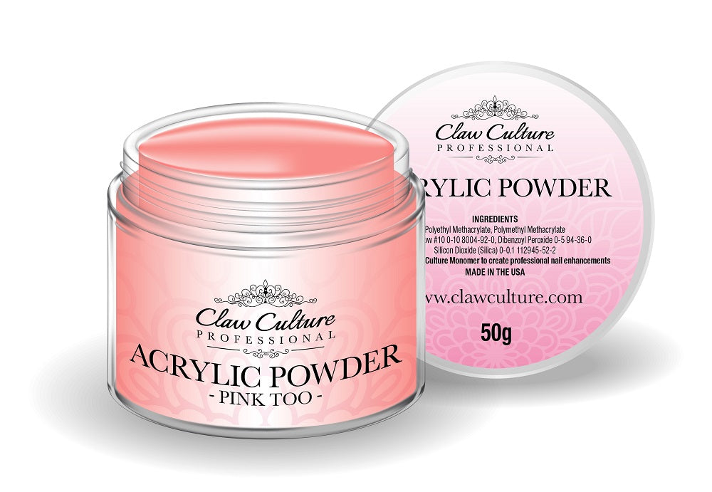 50g ACRYLIC POWDER - PINK TOO BY CLAW CULTURE
