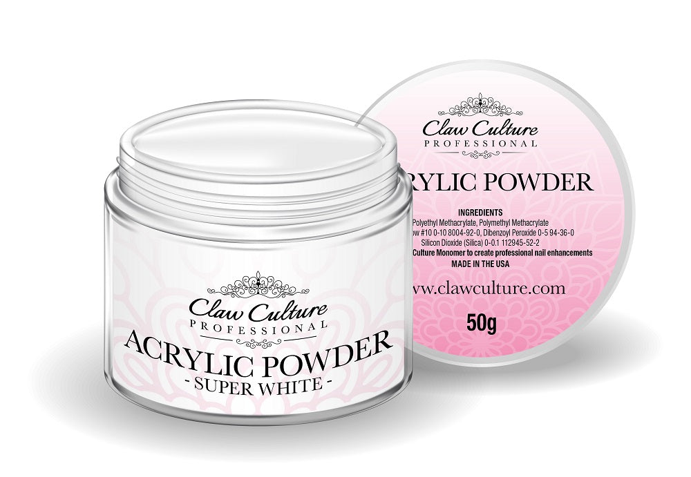 50g ACRYLIC POWDER - SUPER WHITE BY CLAW CULTURE
