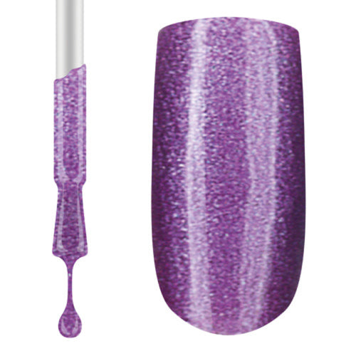 A swatch of Claw Culture Professional Gel Polish in a purple color with a metallic finish, showing the product applied to a nail.