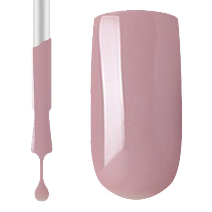 A swatch of Claw Culture professional gel polish showing a pink nail polish colour with brush 