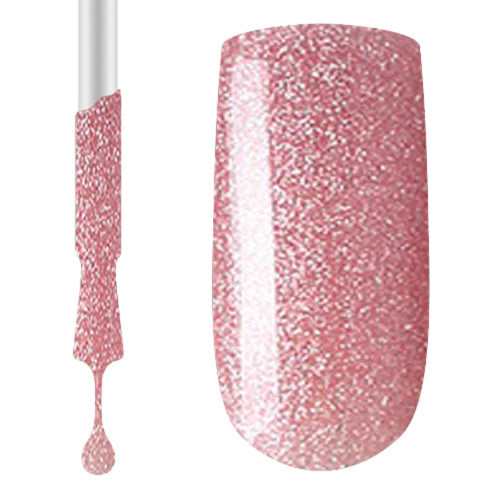 A swatch of Claw Culture gel polish in a light pink shade with a shimmering finish, displayed on a nail.