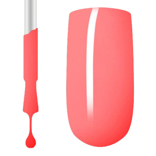A swatch of Claw Culture Professional Gel Polish in a burnt orange colour, alongside a brush showing same colour