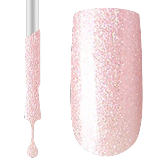 A swatch of Claw Culture Pearl Blush Gel Polish showing a shimmering pink nail polish.