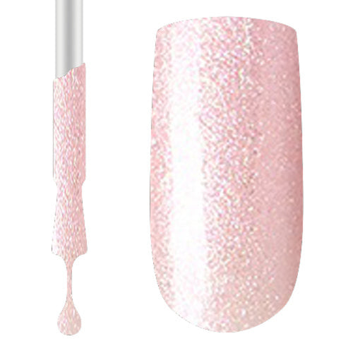 A swatch of Claw Culture Pearl Blush Gel Polish showing a shimmering pink nail polish.