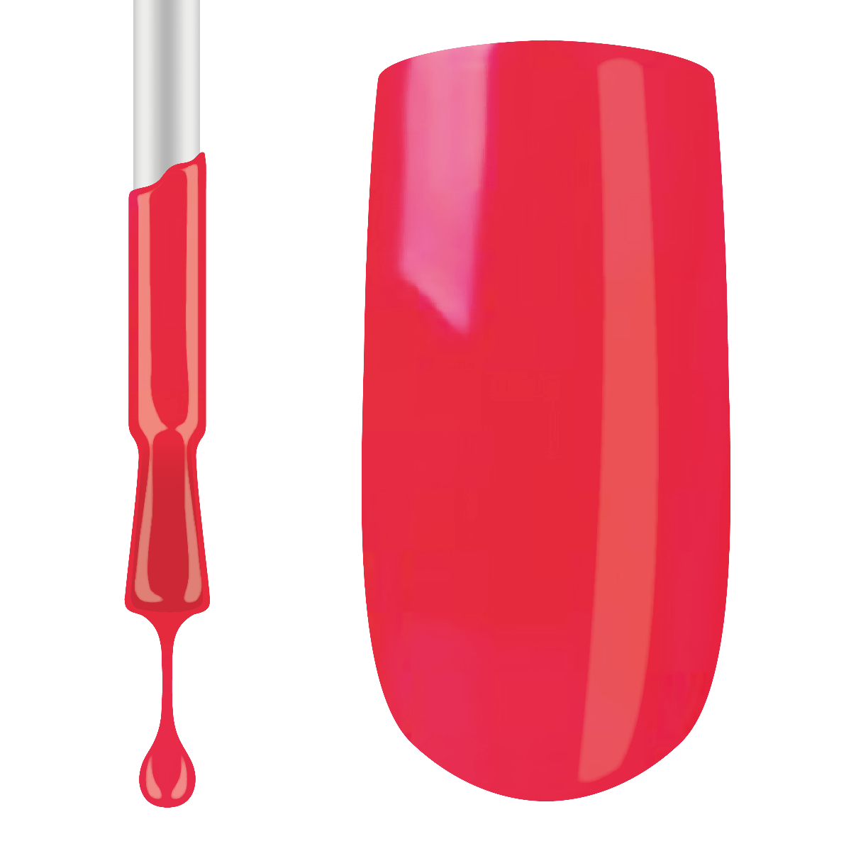 A swatch of Claw Culture Professional Gel Polish in a bright red colour, showing the shade on a surface with a dropper beside the bottle.