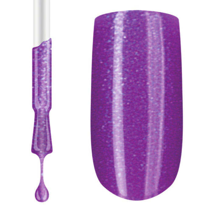Swatch of a sparkly purple colour with a brush 
