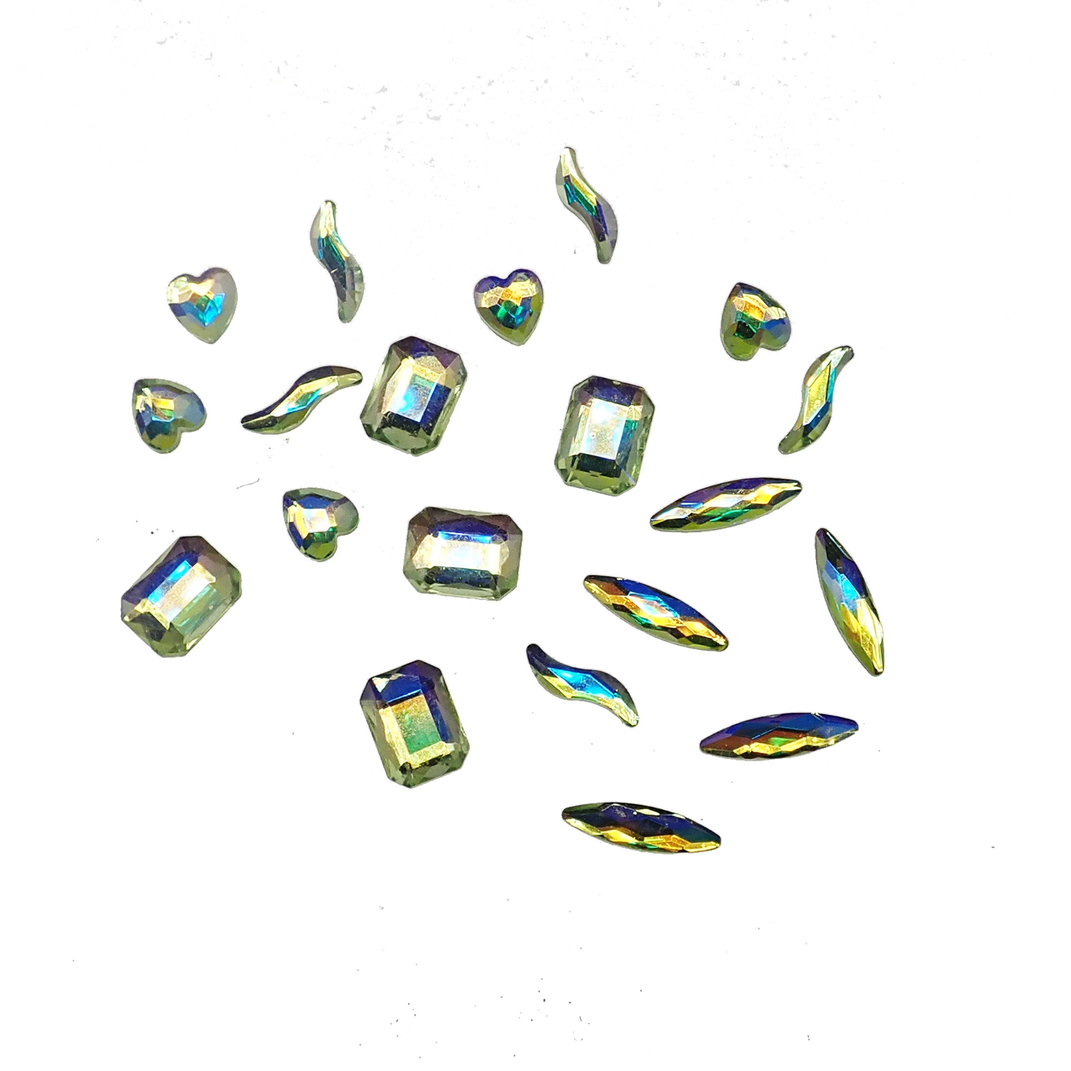 MIXED SHAPE NAIL CRYSTALS - GREEN RAINBOW BY CLAW CULTURE