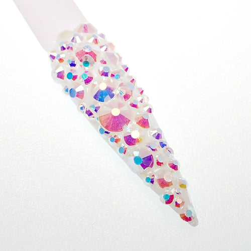 WHITE RAINBOW GENUINE ITALIAN CRISTALLO NAIL STONES BY CLAW CULTURE