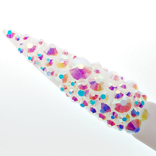 WHITE RAINBOW GENUINE ITALIAN CRISTALLO NAIL STONES BY CLAW CULTURE